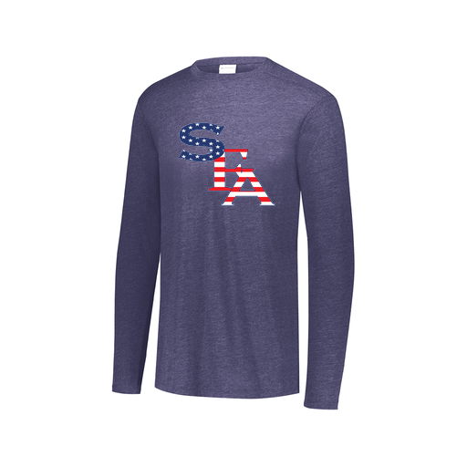 [FTLCUBNV-AXS-LOGO2] Decker Men's Tri-Blend T-Shirt - Long Sleeve (Adult XS, Navy, Logo 2)