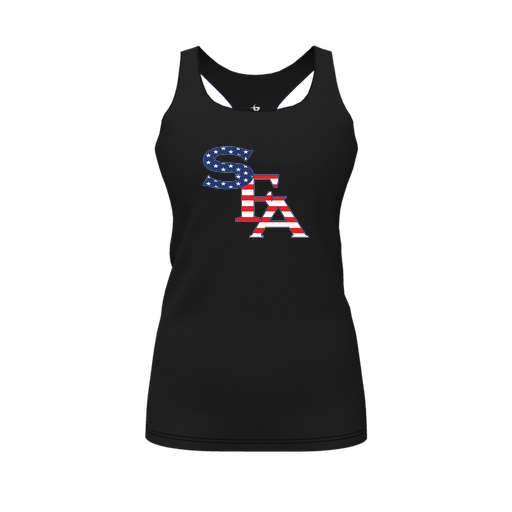 [FT0TRBBK-FYS-LOGO2] Decker Racerback Tank Top (Female Youth S, Black, Logo 2)