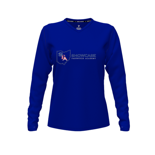 [FTLVPTRY-FYXS-LOGO3] Decker Performance T-Shirt (Female Youth XS, Royal, V Neck, Logo 3, Long Sleeve)