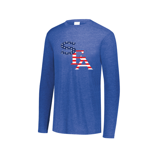 [FTLCUBRY-AXS-LOGO2] Decker Men's Tri-Blend T-Shirt - Long Sleeve (Adult XS, Royal, Logo 2)