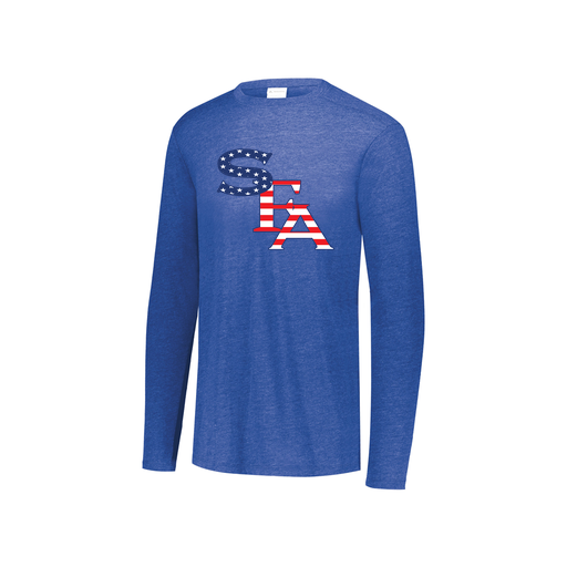 [FTLCUBRY-YS-LOGO2] Decker Youth Tri-Blend T-Shirt - Long Sleeve (Youth S, Royal, Logo 2)