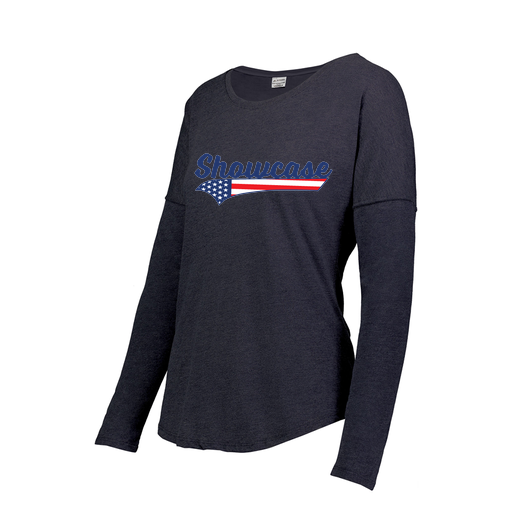 [FTLCUBNV-FAXS-LOGO1] Decker Women's Tri-Blend T-Shirt - Long Sleeve (Female Adult XS, Navy, Logo 1)