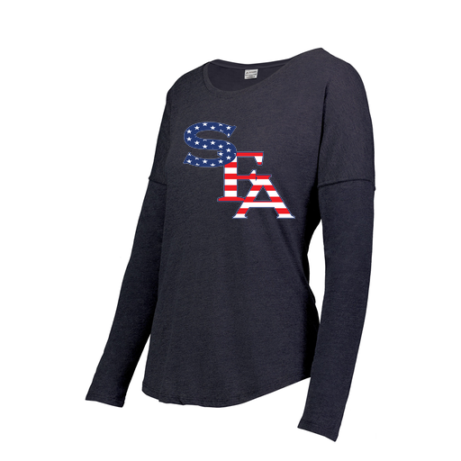 [FTLCUBNV-FAXS-LOGO2] Decker Women's Tri-Blend T-Shirt - Long Sleeve (Female Adult XS, Navy, Logo 2)
