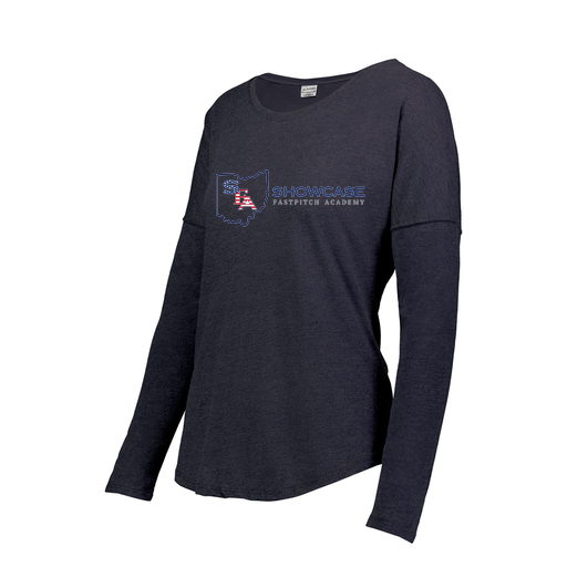 [FTLCUBNV-FAXS-LOGO3] Decker Women's Tri-Blend T-Shirt - Long Sleeve (Female Adult XS, Navy, Logo 3)